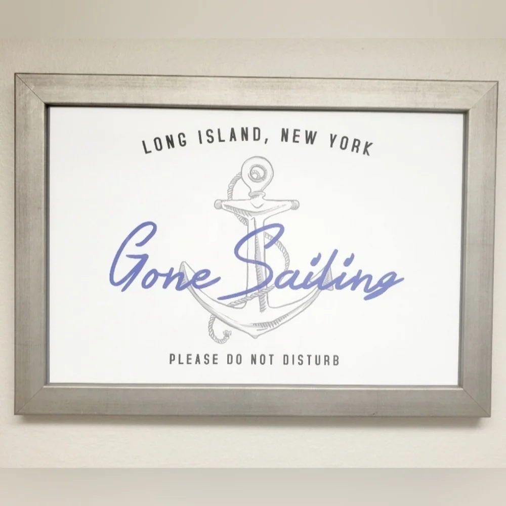 Long Island, New York Gone Sailing Framed Wall Art With Hanging Hardware On Back